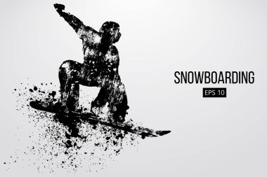 Atlama bir snowboard izole silüeti. Vektör çizim