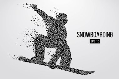 Atlama bir snowboard izole silüeti. Vektör çizim