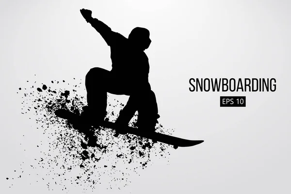 Silueta de un snowboarder saltando aislado. Ilustración vectorial — Vector de stock