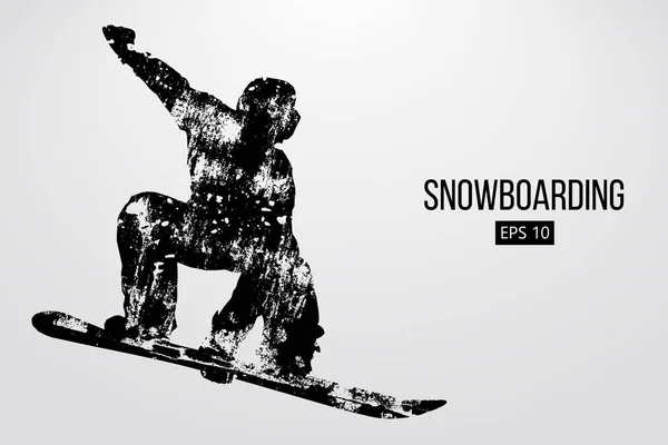 Sylwetka snowboardzista, skoki na białym tle. Ilustracja wektorowa — Wektor stockowy