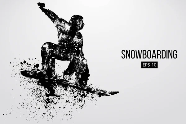 Atlama bir snowboard izole silüeti. Vektör çizim