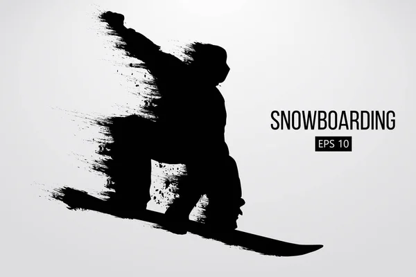 Silhouette eines Snowboarders, der isoliert springt. Vektorillustration — Stockvektor