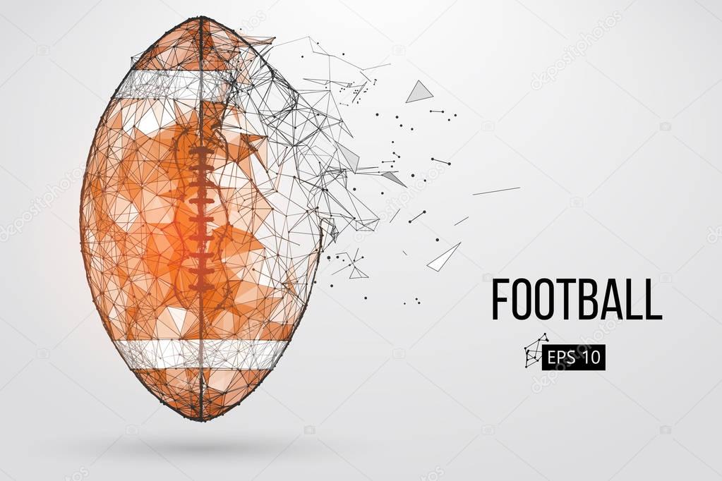 Silhouette of a football ball. Dots, lines, triangles, text, color effects and background on a separate layers, color can be changed in one click. Vector illustration
