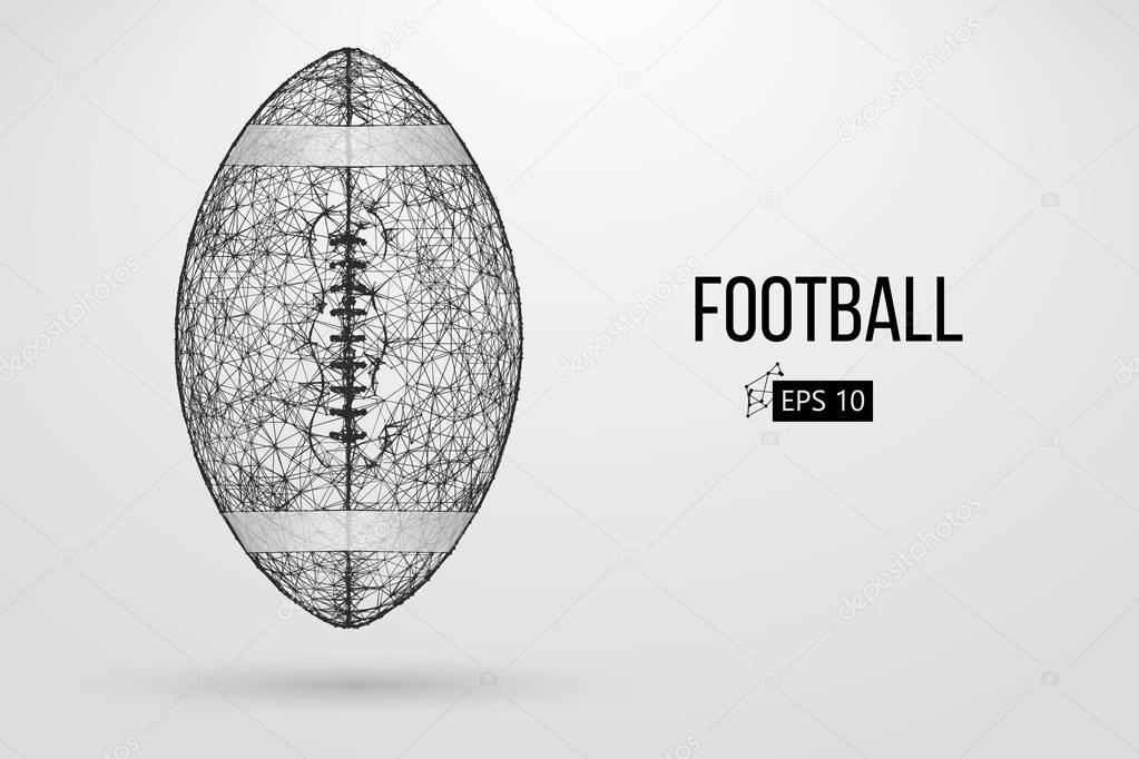 Silhouette of a football ball. Dots, lines, triangles, text, color effects and background on a separate layers, color can be changed in one click. Vector illustration