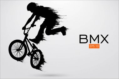 Bmx sürücüsü silüeti. Vektör çizim