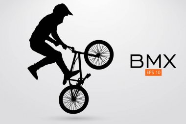 Bmx sürücüsü silüeti. Vektör çizim