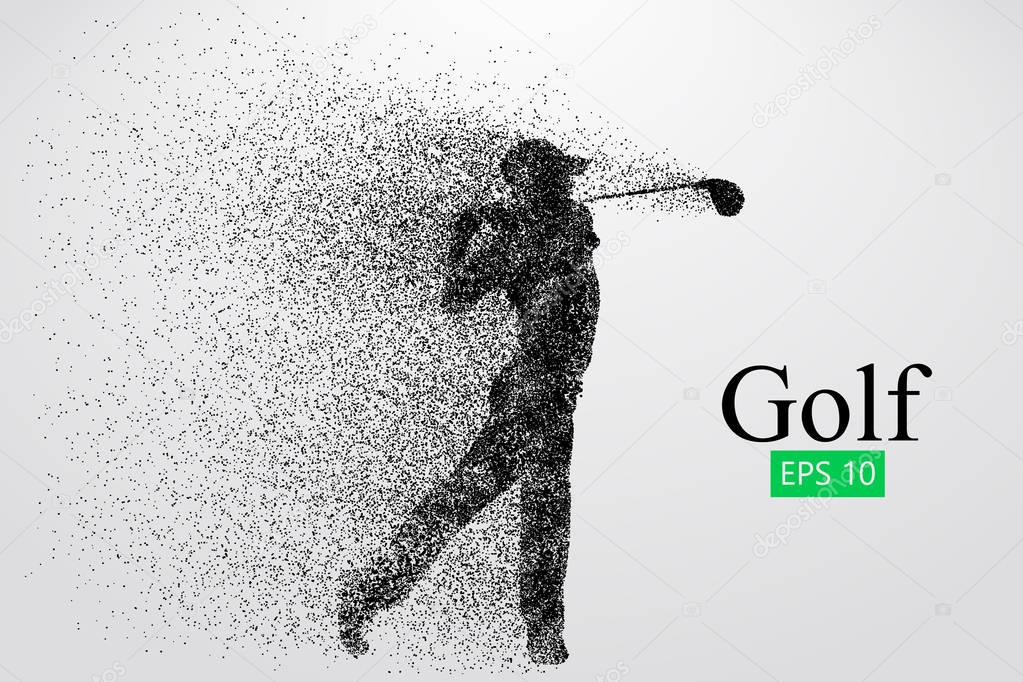 Silhouette of a golf player. Background and text on a separate layer, color can be changed in one click. Vector illustration