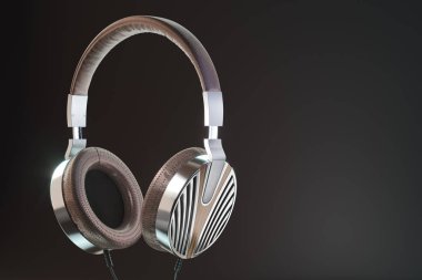 Retro kulaklıklar. Vintage eski stil 3d render illüstrasyon