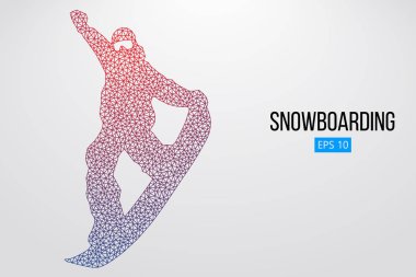 Atlama bir snowboard izole silüeti. Vektör çizim