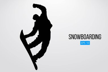 Atlama bir snowboard izole silüeti. Vektör çizim