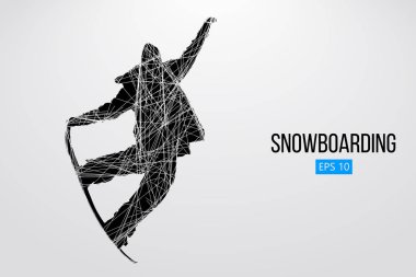 Atlama bir snowboard izole silüeti. Vektör çizim