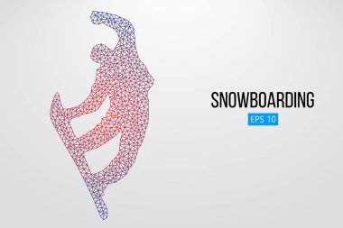 Atlama bir snowboard izole silüeti. Vektör çizim
