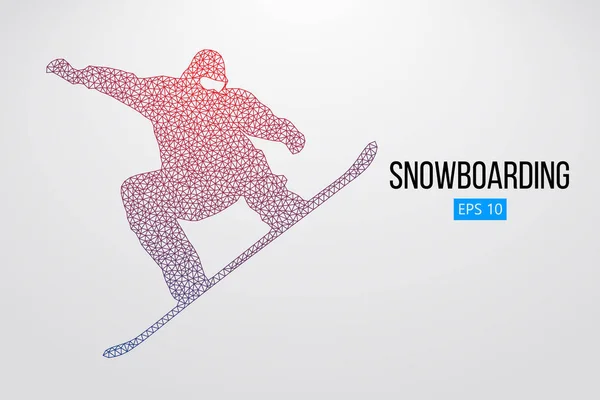 Atlama bir snowboard izole silüeti. Vektör çizim — Stok Vektör