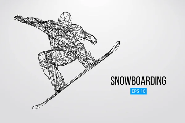 Silueta de un snowboarder saltando aislado. Ilustración vectorial — Vector de stock