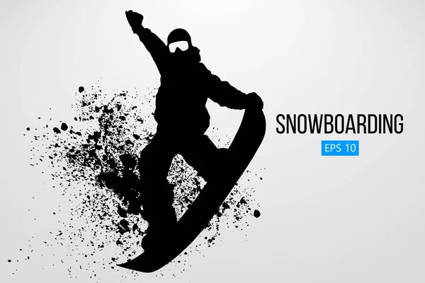 Silueta de un snowboarder saltando aislado. Ilustración vectorial — Vector de stock