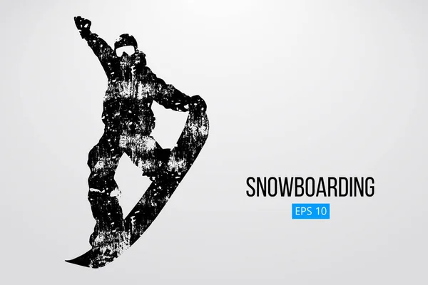 Silhouette eines Snowboarders, der isoliert springt. Vektorillustration — Stockvektor