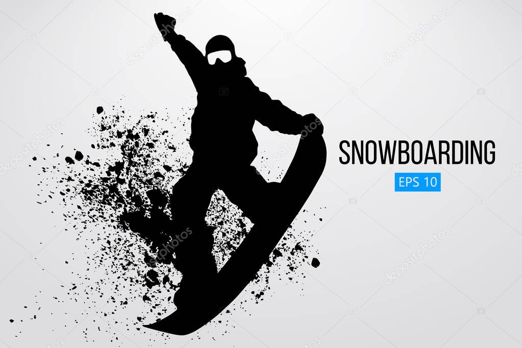 Silhouette of a snowboarder jumping isolated. Vector illustration