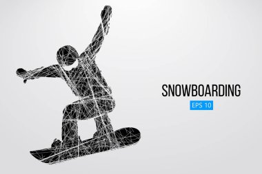 Atlama bir snowboard izole silüeti. Vektör çizim
