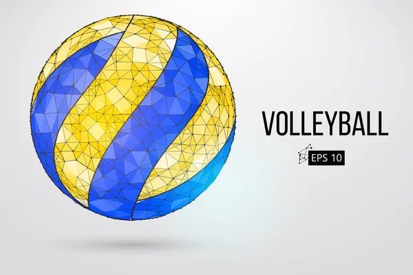 Silhouette of a volleyball ball. Dots, lines, triangles, text, color effects and background on a separate layers, color can be changed in one click. Vector illustration. — Stock Vector