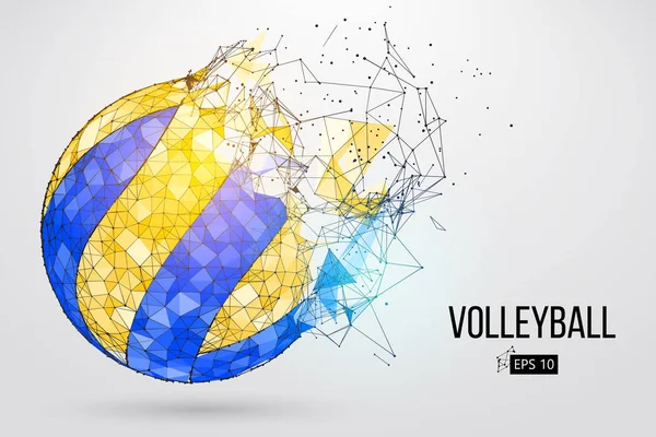 Silhouette of a volleyball ball. Dots, lines, triangles, text, color effects and background on a separate layers, color can be changed in one click. Vector illustration. — Stock Vector