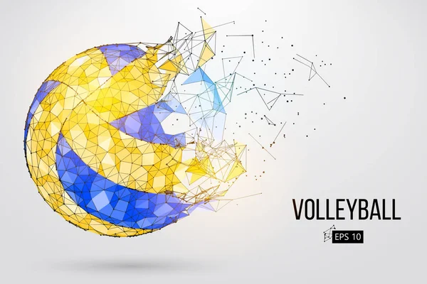 Silhouette eines Volleyballs. Punkte, Linien, Dreiecke, Text, Farbeffekte und Hintergrund auf einer separaten Ebene, die Farbe kann mit einem Klick geändert werden. Vektorillustration. — Stockvektor