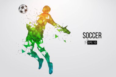 bir futbolcu saçılan silüeti. Vektör çizim