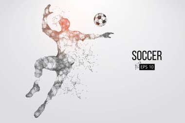 bir futbolcu saçılan silüeti. Vektör çizim