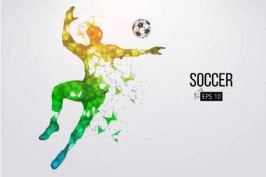 bir futbolcu saçılan silüeti. Vektör çizim