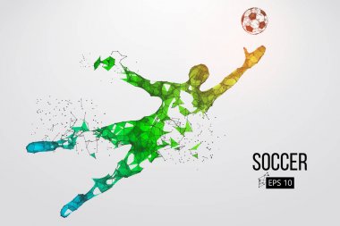 bir futbolcu saçılan silüeti. Vektör çizim