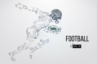 Bir futbolcunun silueti. Noktalar, çizgiler, üçgenler, metin, renk efektleri ve arkaplan ayrı katmanlarda, renk bir tıklamayla değiştirilebilir. Vektör illüstrasyonu