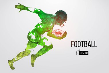 Bir futbolcunun silueti. Noktalar, çizgiler, üçgenler, metin, renk efektleri ve arkaplan ayrı katmanlarda, renk bir tıklamayla değiştirilebilir. Vektör illüstrasyonu