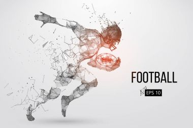 Bir futbolcunun silueti. Noktalar, çizgiler, üçgenler, metin, renk efektleri ve arkaplan ayrı katmanlarda, renk bir tıklamayla değiştirilebilir. Vektör illüstrasyonu