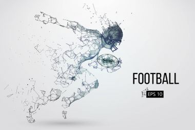 Bir futbolcunun silueti. Noktalar, çizgiler, üçgenler, metin, renk efektleri ve arkaplan ayrı katmanlarda, renk bir tıklamayla değiştirilebilir. Vektör illüstrasyonu