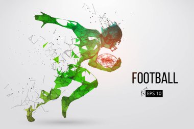 Bir futbolcunun silueti. Noktalar, çizgiler, üçgenler, metin, renk efektleri ve arkaplan ayrı katmanlarda, renk bir tıklamayla değiştirilebilir. Vektör illüstrasyonu