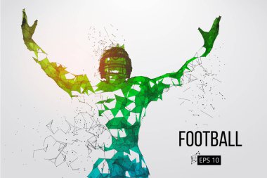 Bir futbolcunun silueti. Noktalar, çizgiler, üçgenler, metin, renk efektleri ve arkaplan ayrı katmanlarda, renk bir tıklamayla değiştirilebilir. Vektör illüstrasyonu