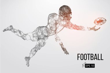 Bir futbolcunun silueti. Noktalar, çizgiler, üçgenler, metin, renk efektleri ve arkaplan ayrı katmanlarda, renk bir tıklamayla değiştirilebilir. Vektör illüstrasyonu