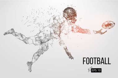 Bir futbolcunun silueti. Noktalar, çizgiler, üçgenler, metin, renk efektleri ve arkaplan ayrı katmanlarda, renk bir tıklamayla değiştirilebilir. Vektör illüstrasyonu