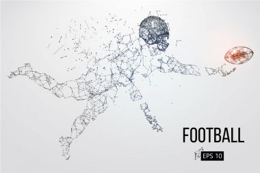 Bir futbolcunun silueti. Noktalar, çizgiler, üçgenler, metin, renk efektleri ve arkaplan ayrı katmanlarda, renk bir tıklamayla değiştirilebilir. Vektör illüstrasyonu