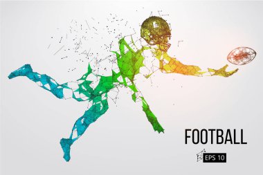 Bir futbolcunun silueti. Noktalar, çizgiler, üçgenler, metin, renk efektleri ve arkaplan ayrı katmanlarda, renk bir tıklamayla değiştirilebilir. Vektör illüstrasyonu