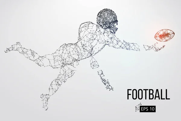 Silhouette of a football player. Dots, lines, triangles, text, color effects and background on a separate layers, color can be changed in one click. Vector illustration — Stock Vector