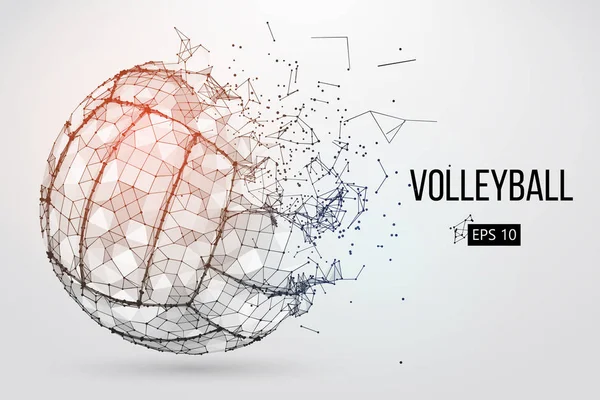 Silhouette eines Volleyballs. Punkte, Linien, Dreiecke, Text, Farbeffekte und Hintergrund auf einer separaten Ebene, die Farbe kann mit einem Klick geändert werden. Vektorillustration. — Stockvektor