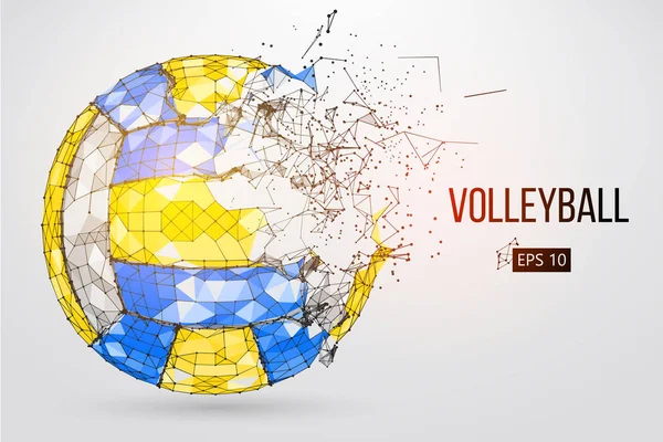 Silhouette of a volleyball ball. Dots, lines, triangles, text, color effects and background on a separate layers, color can be changed in one click. Vector illustration. — Stock Vector