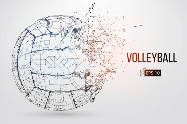 Silhouette of a volleyball ball. Dots, lines, triangles, text, color effects and background on a separate layers, color can be changed in one click. Vector illustration. — Stock Vector