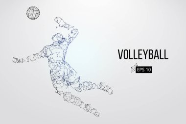 Voleybol oyuncusu silueti. Vektör illüstrasyonu.