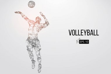 Voleybol oyuncusu silueti. Vektör illüstrasyonu.