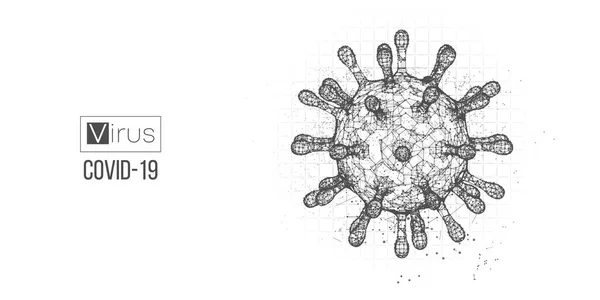 Novela coronavirus COVID-2019 sobre fondo blanco. Análisis y estudio de un nuevo virus. La invención de una vacuna contra el 2019-nCoV. Resumen Modelos 3D de bacterias coronavirus. Ilustración vectorial — Vector de stock