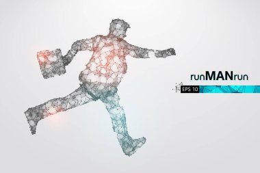 Beyaz arka planda çalışan bir iş adamının soyut silueti. İş adamı başarıya koşar. EP dosyasının uygun organizasyonu. Vektör çizimi. İzlediğiniz için teşekkürler.