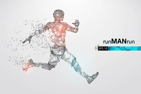 Abstract silhouette of a wireframe running athlete, man on the white background. Athlete runs sprint and marathon. Convenient organization of eps file. Vector illustration. Thanks for watching — Stock Vector