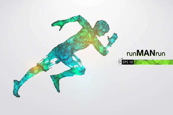 Abstract silhouette of a wireframe running athlete, man on the white background. Athlete runs sprint and marathon. Convenient organization of eps file. Vector illustration. Thanks for watching — Stock Vector