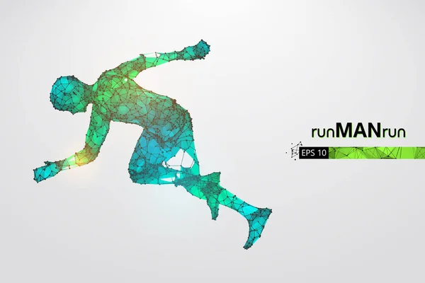 Abstrakte Silhouette eines Drahtgestell-Laufsportlers, Mann auf weißem Hintergrund. Sportler läuft Sprint und Marathon. Bequeme Organisation der eps-Datei. Vektorillustration. Danke fürs Zuschauen — Stockvektor